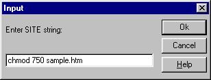Input box for entering SITE string